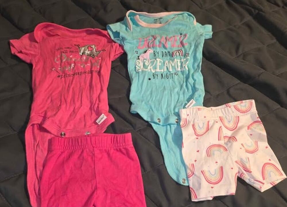 0-3m Onesies Brand Baby Girl Bodysuit and Shorts Set